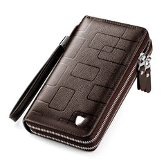 Men's Classic Leather Clutch Wallet Large Capacity Purse