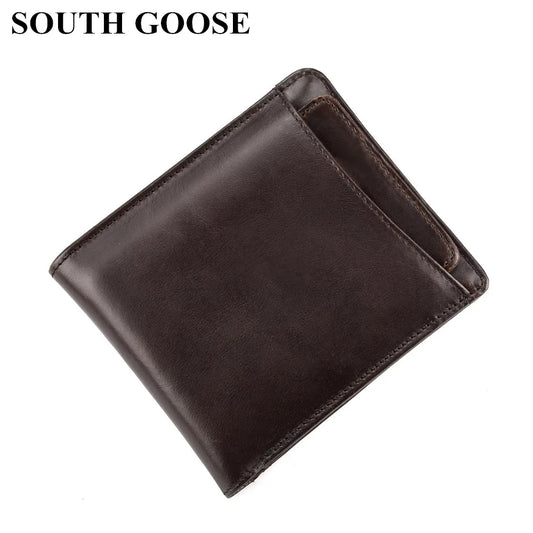 Men Leather Short Wallet Vintage Cowhide Casual Man Wallets Purse Credit&ID