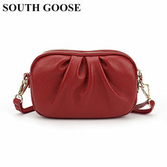Women Leather Shoulder Bags Three Layers Zipper Messenger Bag