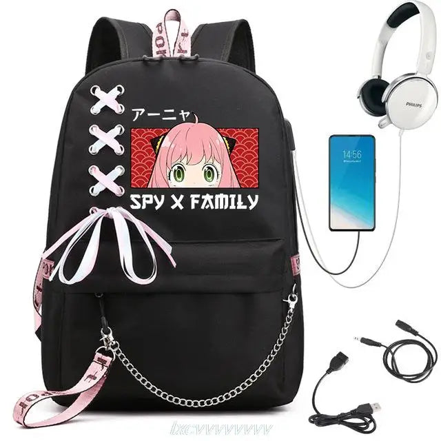 SPY FAMILY Backpack Capacity Travel Bagpack USB Multifunctional Charge