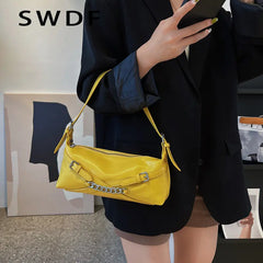 SWDF PU Leather Underarm Bag Women's Handbags Totes Ladies Shoulder Bags