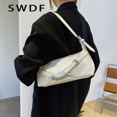 SWDF PU Leather Underarm Bag Women's Handbags Totes Ladies Shoulder Bags