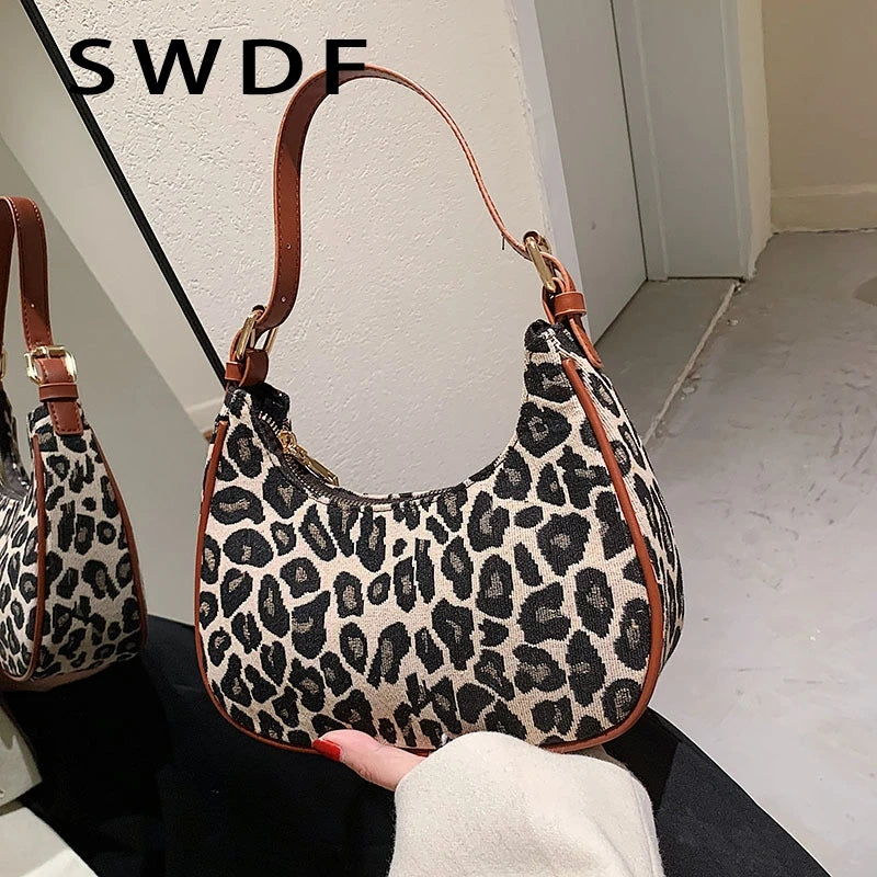Leopard Print Small Shoulder Bag for Women