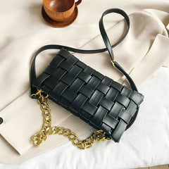 Women's Leather Shoulder Bag with Chain Strap