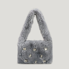 Faux Fur Women Shoulder Bag Plush Handbag Candy Shopper Purse
