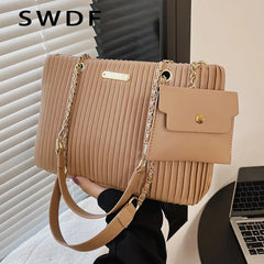 SWDF Pleated Tote Bag Crossbody Bag for Party