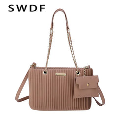 SWDF Pleated Tote Bag Crossbody Bag for Party