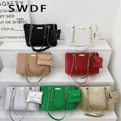 SWDF Pleated Tote Bag Crossbody Bag for Party
