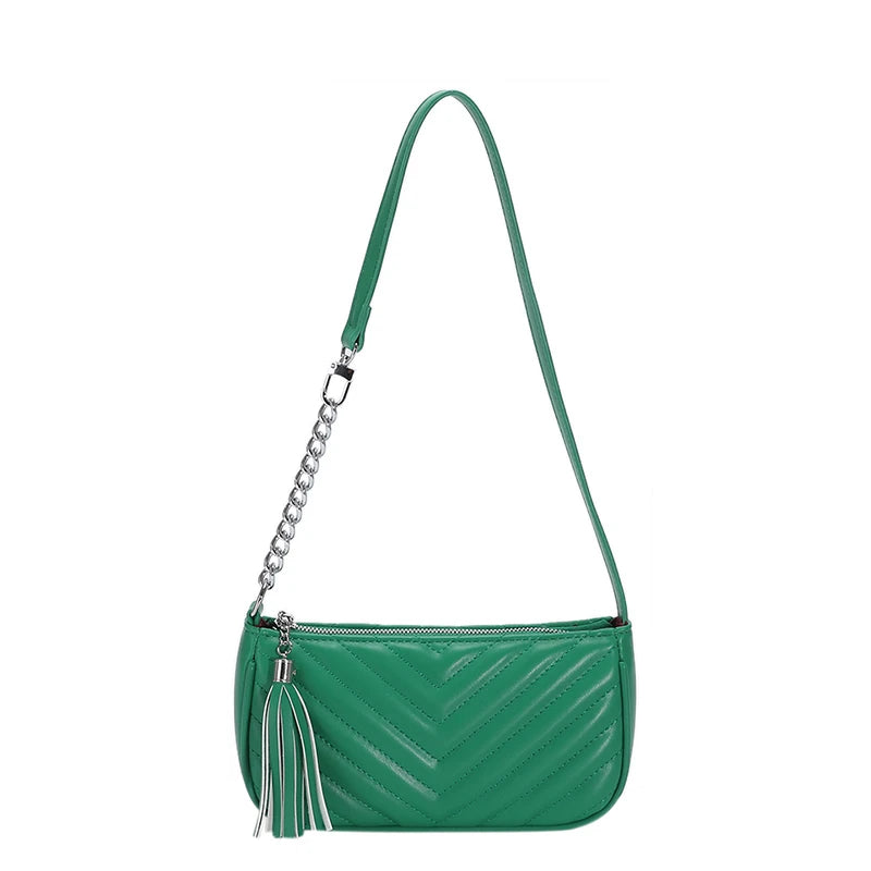Armpit Ladies Shoulder Bag Small PU Leather Underarm Purse Embroidery Tote Handb