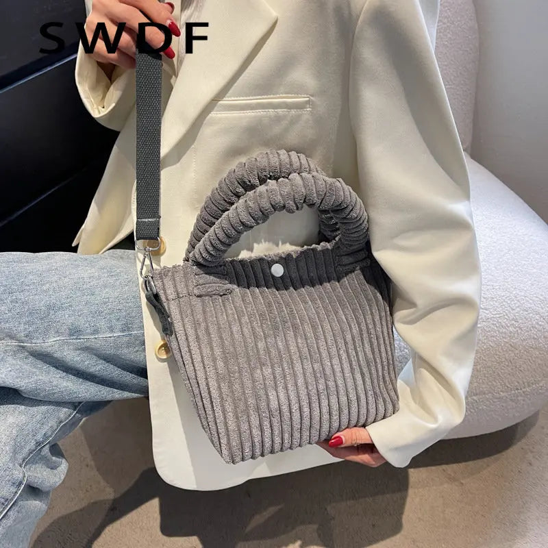 Corduroy Women's Bag Soft Handbags Crossbody Tote Bag