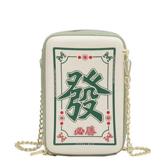 Chinese Mahjong Crossbody Bag Chain Shoulder Messenger PU Leather