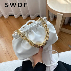Cloud Shoulder Bag with Clutch Chains Pleated Pouch Totes Handbag