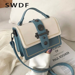Women's Rivet Shoulder Messenger Bag High PU Leather Tote Bag