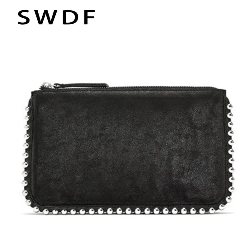 Matte Leather Lady Shoulder Bag with Chains Beading Women Crossbody Bags