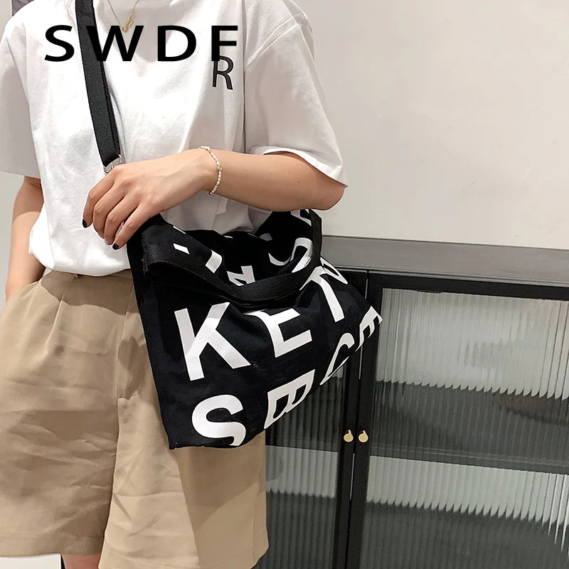 Canvas Large Shoulder Bag for Women Casual Handbags