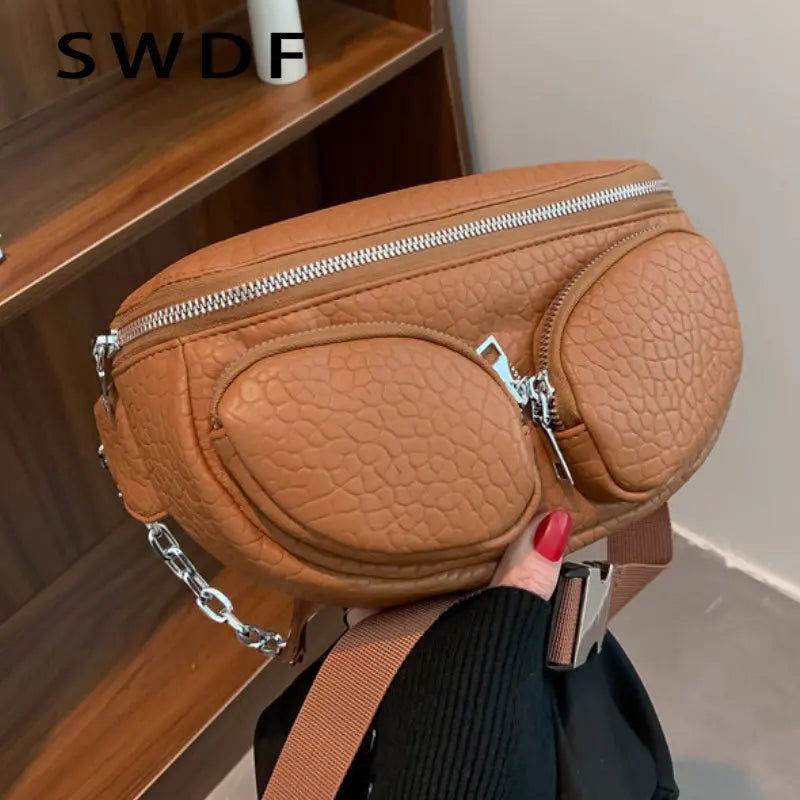 Crocodile Pattern Waist Bag Fanny Pack Phone Pack Female Chest Pack