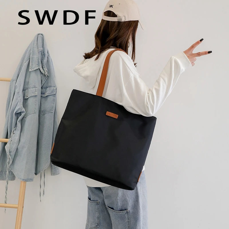 Japanese Tote Oxford Cloth Shoulder Bag for Women Large Student Casual Handbag