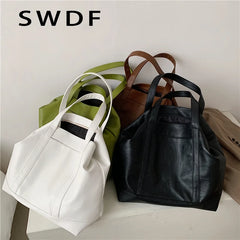 Soft Tote Shoulder Bags For Women Summer Solid