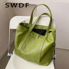 Soft Tote Shoulder Bags For Women Summer Solid