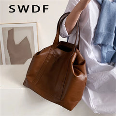 Soft Tote Shoulder Bags For Women Summer Solid