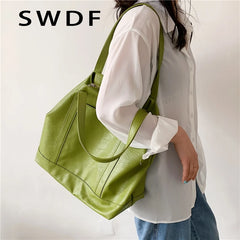 Soft Tote Shoulder Bags For Women Summer Solid