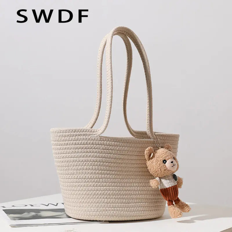 Summer Beach Weaving Ladies Straw Bag Moon Shaped Top Handle Handbag Tote