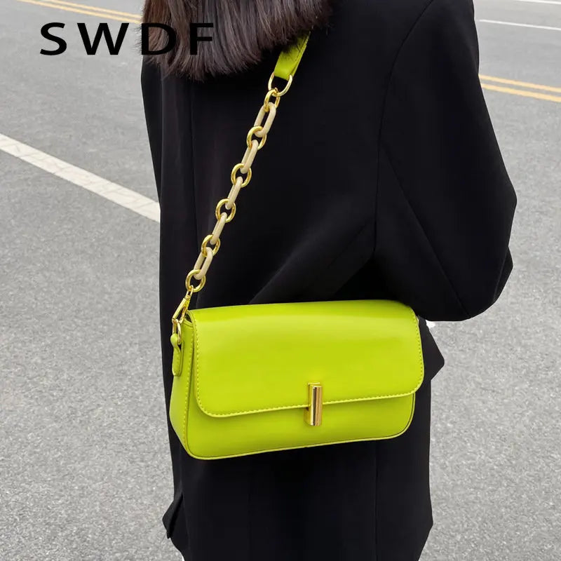 Small Flap Shoulder Bag PU Leather Crossbody Women's Bag Solid Casual Female Han