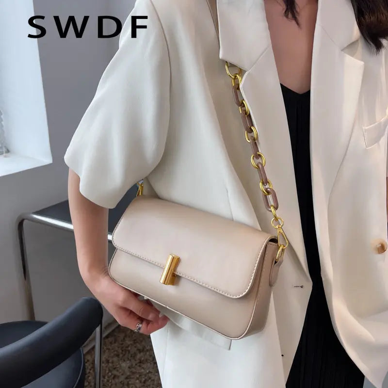 Small Flap Shoulder Bag PU Leather Crossbody Women's Bag Solid Casual Female Han