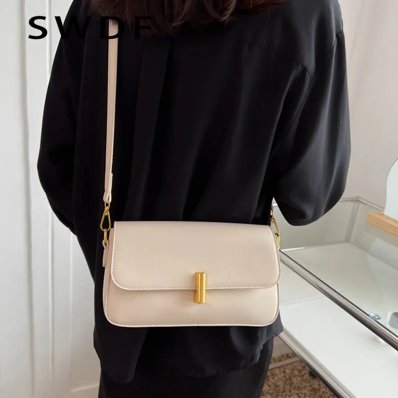 Small Flap Shoulder Bag PU Leather Crossbody Women's Bag Solid Casual Female Han