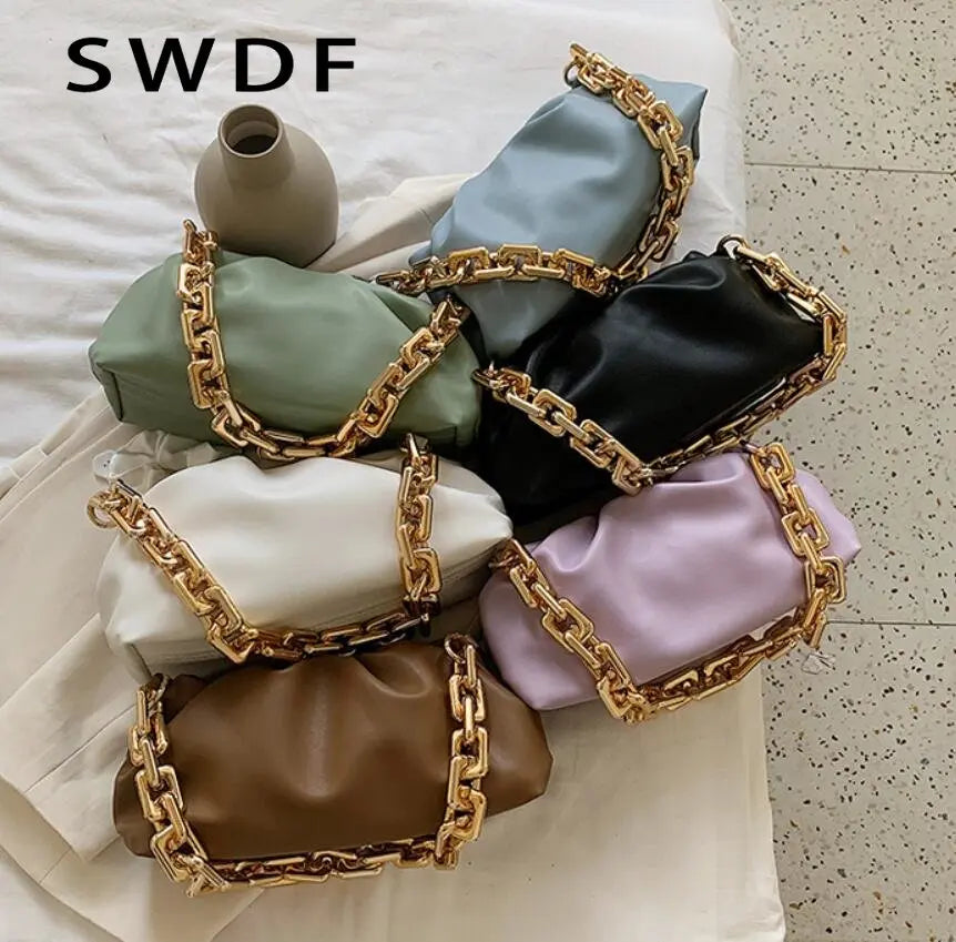 Pleated Tote Bag Soft Leather Women's Handbag Shoulder Bag
