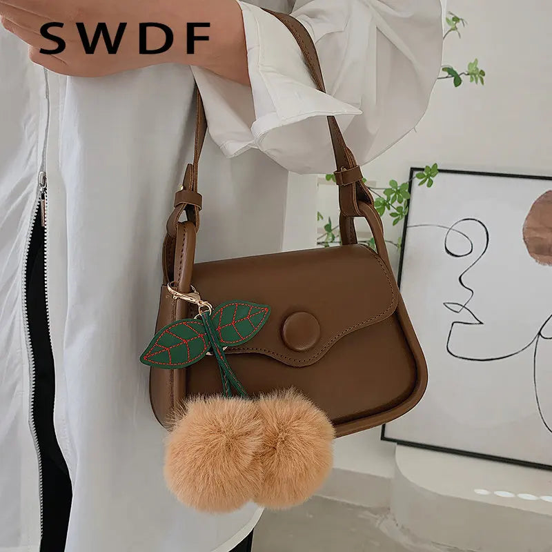 Solid Pu Leather Shoulder Bag Crossbody Bags Female Ladies Messenger Crossbody