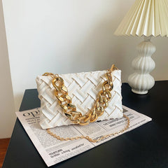 Small Soft Fabric Weave Crossbody Bag for Women Summer Shoulder Handbag