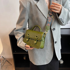 Vintage Square Crossbody Bag Women's Handbag PU Leather Tote