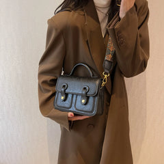 Vintage Square Crossbody Bag Women's Handbag PU Leather Tote