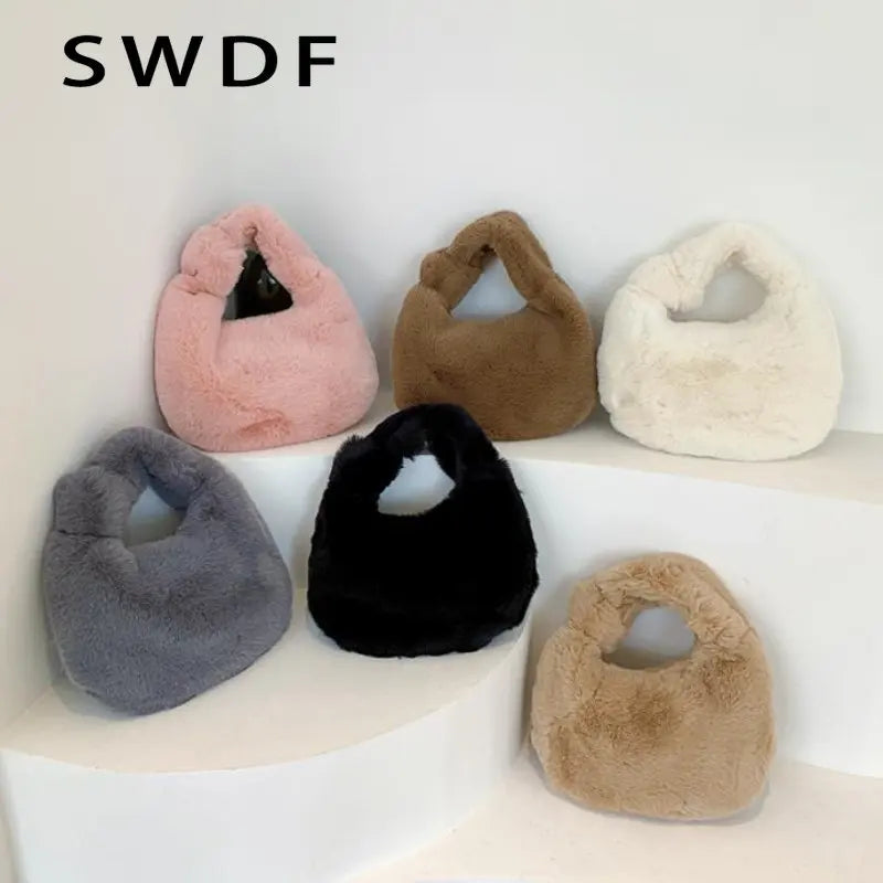 Winter Teddy Curl Plush Soft Faux Fur Tote Bag Handbag Shoulder Bolsos