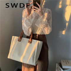 Women Canvas Shoulder Bags Ladies Tote Bags Casual Handbags