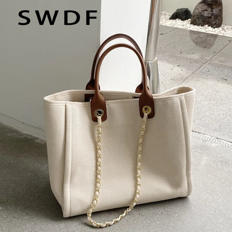 Women Canvas Shoulder Bags Ladies Tote Bags Casual Handbags