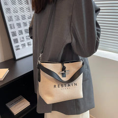 Women's Canvas Shoulder Messenger Bag Letter Printing Casual Handbag