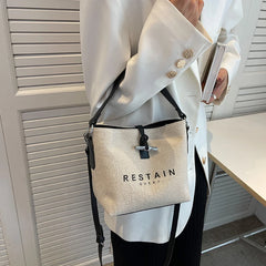 Women's Canvas Shoulder Messenger Bag Letter Printing Casual Handbag