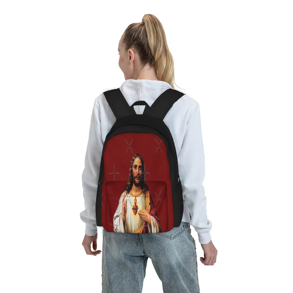 Sacred Heart Of Jesus Backpack Retro Male School Bag