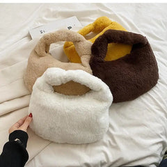 Plush Crossbody Sling Hobo Bag Soft Warm Faux Fur Ladies