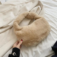 Plush Crossbody Sling Hobo Bag Soft Warm Faux Fur Ladies