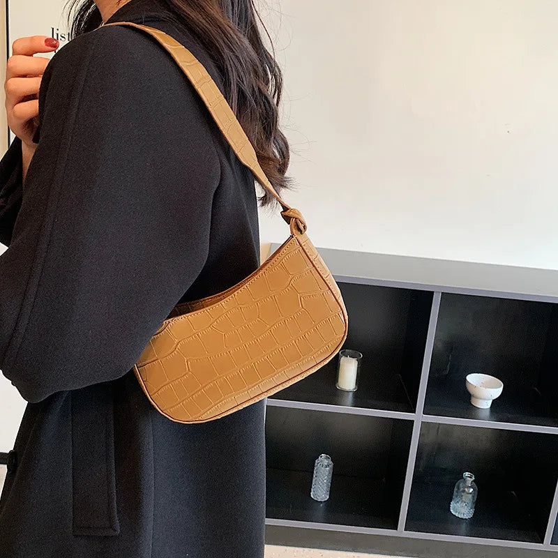 Women's Stone Pattern Saddle Bags PU Leather Handbags Purses
