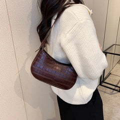 Women's Stone Pattern Saddle Bags PU Leather Handbags Purses