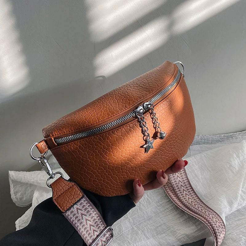 Women's Saddle Shoulder Bag Crossbody Chest Bag PU Leather Fanny Pack
