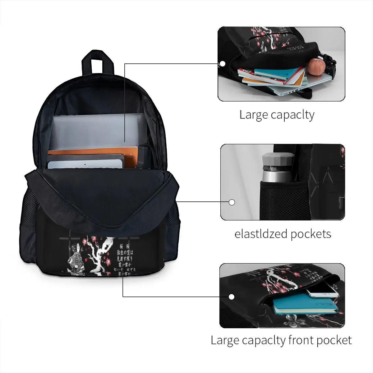 Sakura Sakura Backpack for Men and Women with Zipper