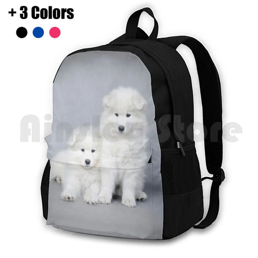 Samoyed Puppies Hiking Backpack Waterproof Camping