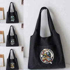 Samurai Pattern Canvas Vest Bag Casual Tote Bags