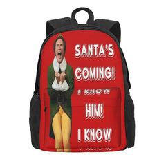 Santa's Coming I Know Him Backpacks Men's Backpacks Bags For Women