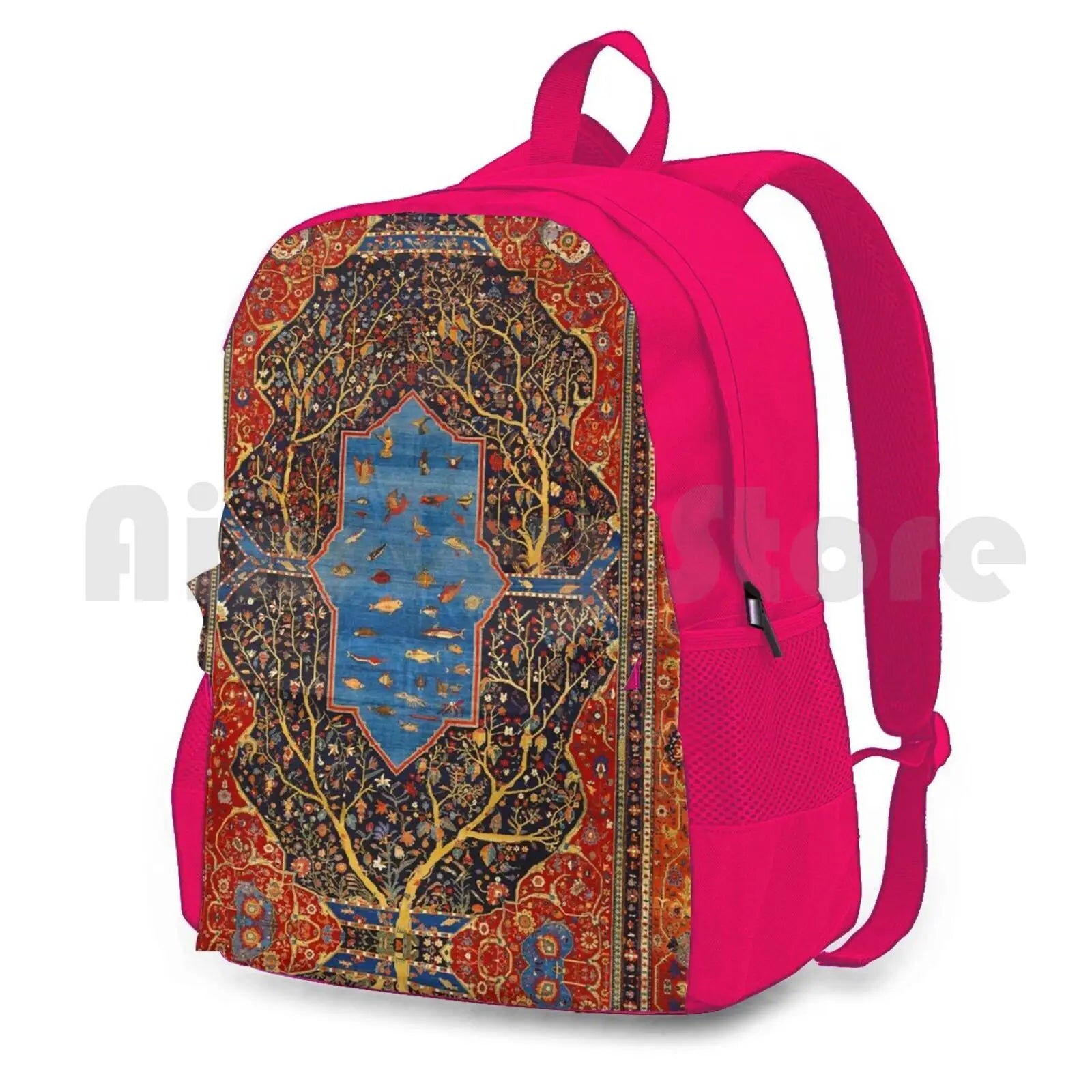 Sarouk Fereghan Persian Carpet Print Outdoor Hiking Backpack